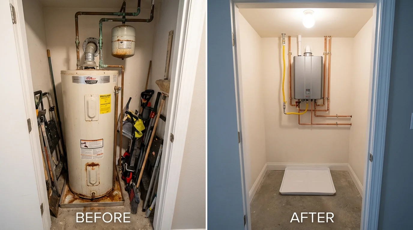 Tank water heater versus wall-mounted tankless unit comparison for Vancouver, WA homeowners