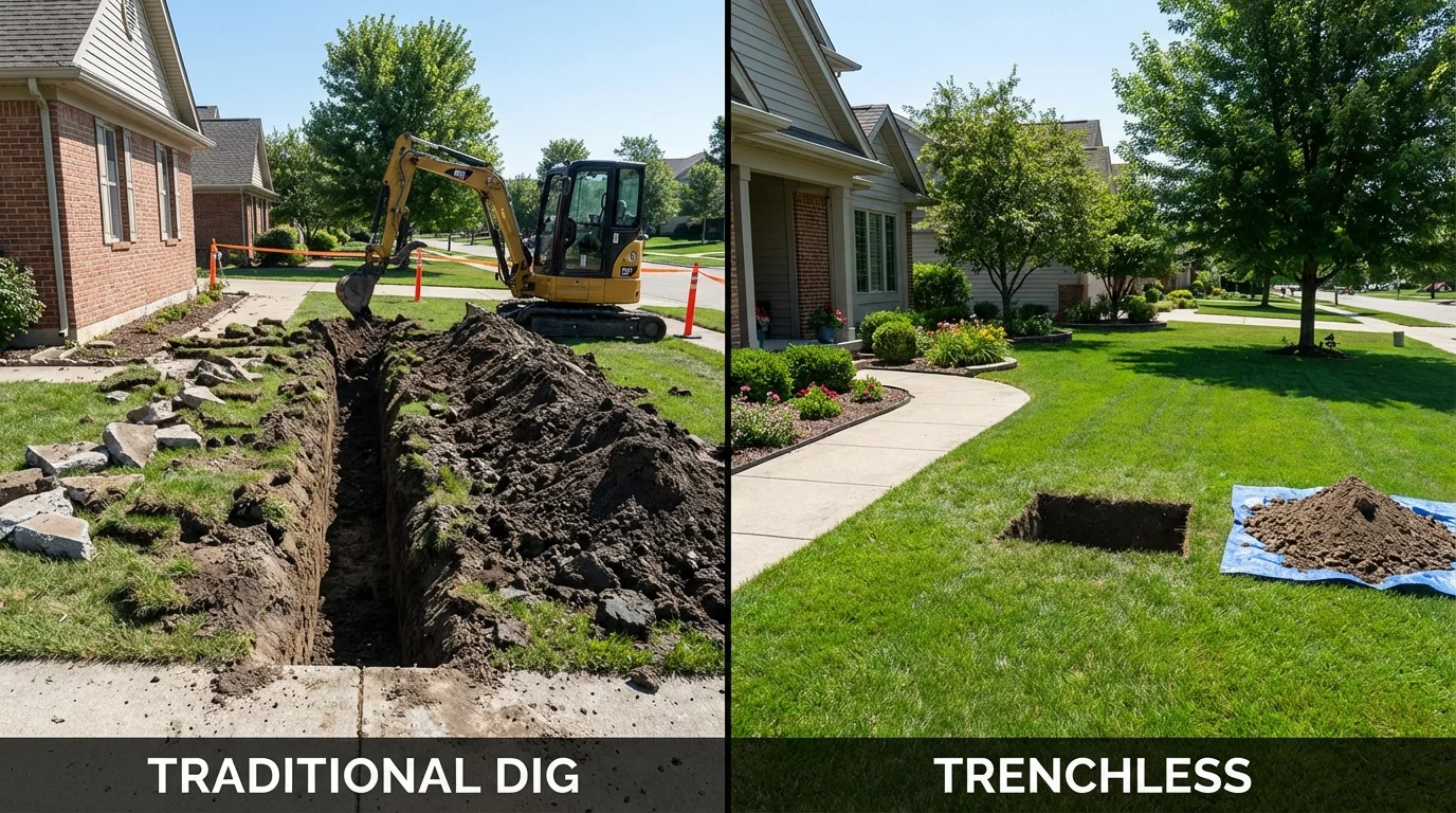 Trenchless sewer repair with minimal yard damage versus traditional excavation in Vancouver, WA